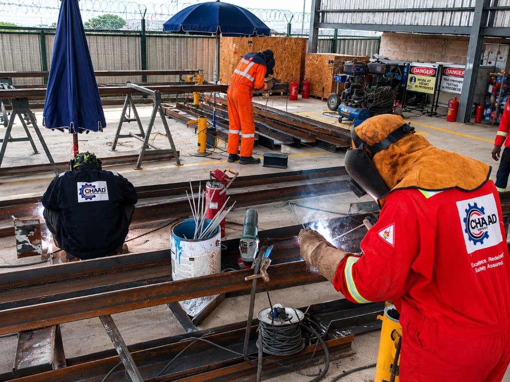 CHAAD Energy welders fabricating steel beams on site