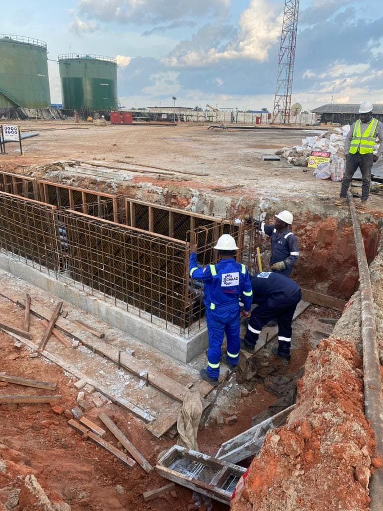 CHAAD Energy team working on foundation construction at refinery site